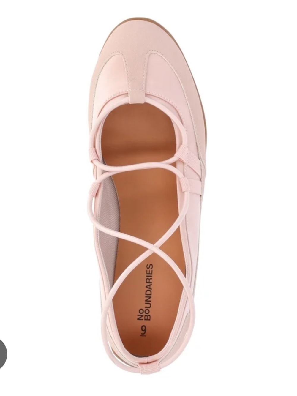 No Boundaries Women's Light Pink Ballet Flats with Cross Straps
